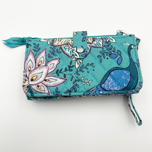 Vera Bradley Teal Floral Women's Wristlet - Picture 2 of 5